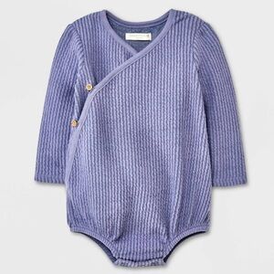 Grayson Collective Baby Boys Long Sleeve Wrap Bodysuit - Blue 18M